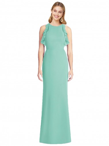 Discount Jewel Neck Mermaid Open Back Chiffon Bridesmaid Dress