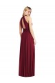 Discount High-Neck Open Back Shirred Halter Maxi Bridesmaid Dress