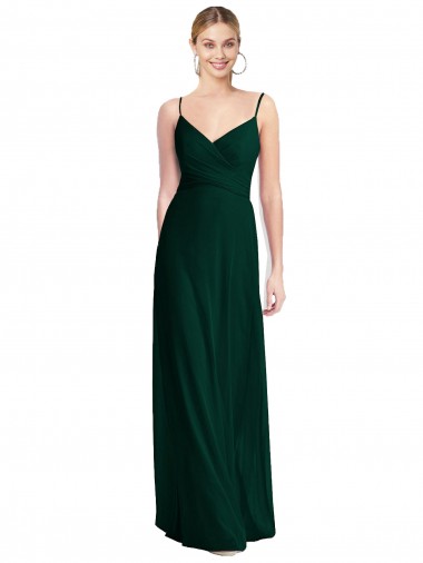Discount Wide V-Neck Long Spaghetti Strap Chiffon Bridesmaid Dress