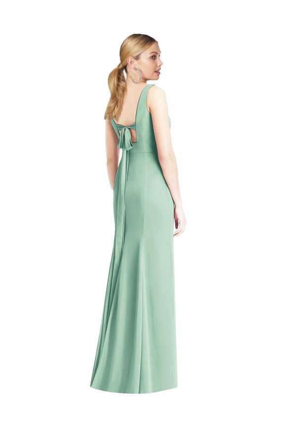 Discount Sleeveless Tie Back Chiffon Trumpet Chiffon Bridesmaid Dress