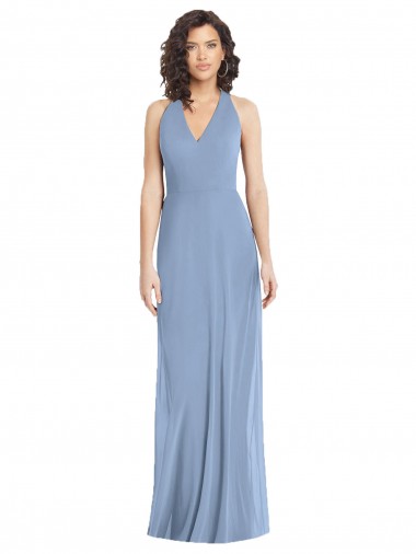 Discount V-Neck Halter Back Straps Chiffon Formal Bridesmaid Dress