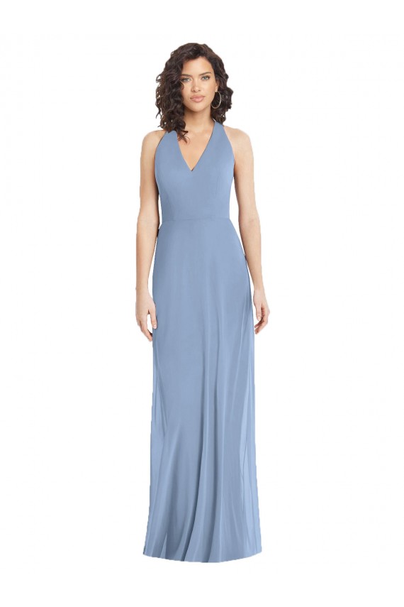 Discount V-Neck Halter Back Straps Chiffon Formal Bridesmaid Dress