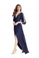 Discount Split Sleeves Backless Chiffon Maxi Bridesmaid Dress