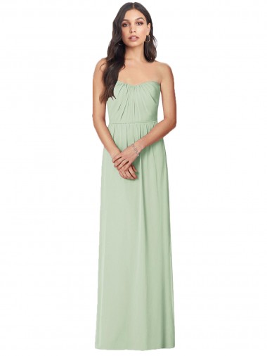 Discount Strapless Sweetheart All-Over Shirring Chiffon Bridesmaid Dress