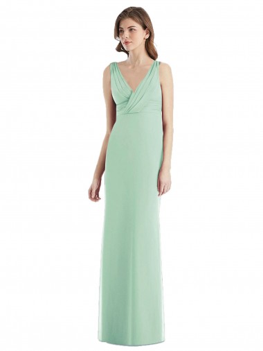 Discount Sleek Open Back Chiffon V-Neck Bridesmaid Dress