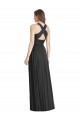 Discount Full Length V-Neck Chiffon Bridesmaid Dress with Wide Criss Cross Straps