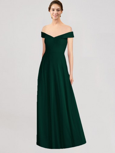 Discount Full length Off the Shoulder Chiffon Bridesmaid Dress