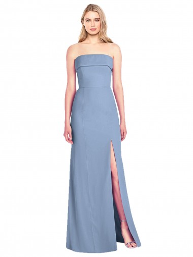 Discount Trumpet Full Length Strapless Chiffon Bridesmaid Dress with Slit