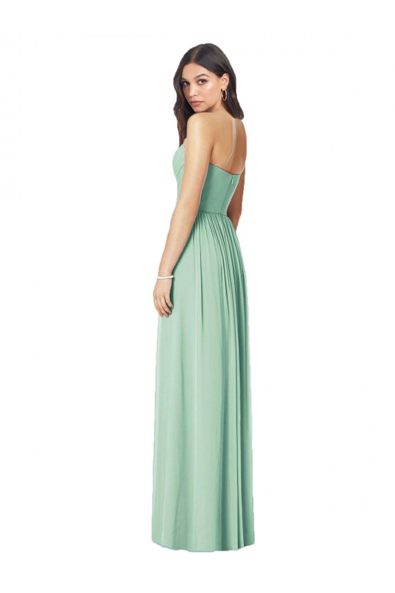 Discount Draped Sweetheart Strapless Long Chiffon Bridesmaid Dress