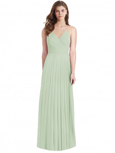 Discount Ruffled Strap Cutout Wrap Maxi Chiffon Bridesmaid Dress