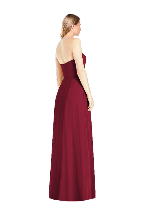 Discount Strapless Notch Chiffon Maxi Bridesmaid Dress