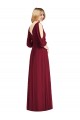 Discount Draped V-Neck Bell Sleeves V-Back Chiffon Bridesmaid Dress
