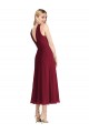 Discount Midi Length Halter Plunging V-Back Chiffon Bridesmaid Dress / Cocktail Dress