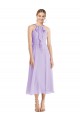 Discount Midi Length Halter Plunging V-Back Chiffon Bridesmaid Dress / Cocktail Dress