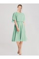 Discount Open Back Flutter Sleeves Cocktail Length Chiffon Bridesmaid Dress