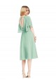 Discount Open Back Flutter Sleeves Cocktail Length Chiffon Bridesmaid Dress