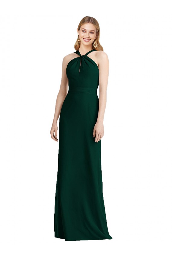 Discount Sleek Full-Length Twist Halter Chiffon Bridesmaid Dress