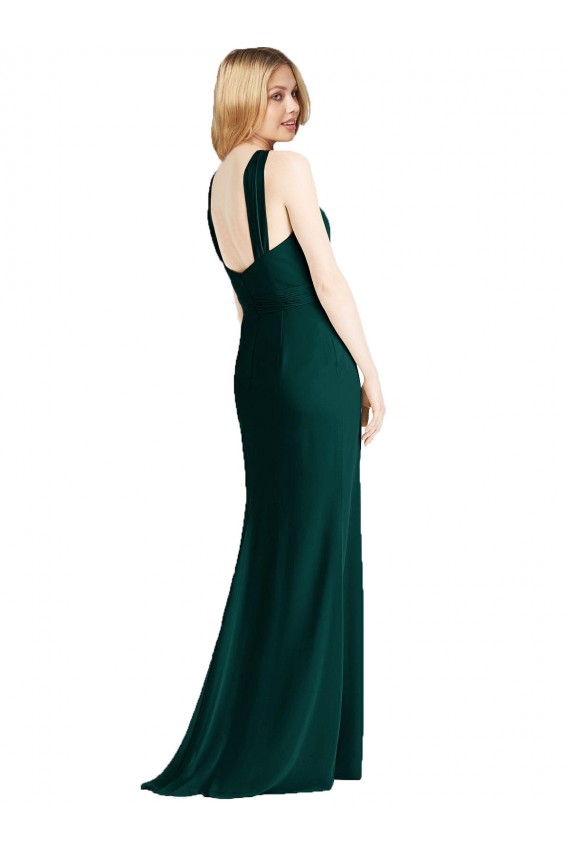 Discount Sleek Full-Length Twist Halter Chiffon Bridesmaid Dress