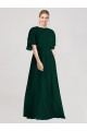 Discount Full-Length Flutter Sleeves Plunging V Back Chiffon Bridesmaid Dress