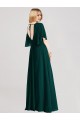 Discount Full-Length Flutter Sleeves Plunging V Back Chiffon Bridesmaid Dress