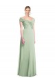 Discount Draped Off the Shoulder Lux Chiffon Bridesmaid Dress