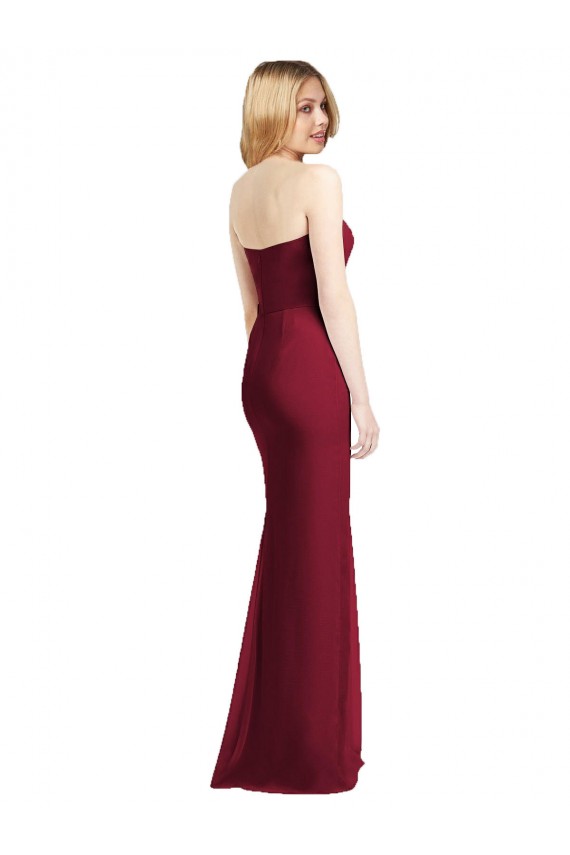 Discount Sweetheart Neckline Lux Chiffon Bridesmaid Dress with Side Slit