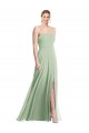 Discount Sleek Spaghetti Straps Low Back Square Neck Maxi Formal Chiffon Bridesmaid Dress
