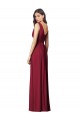 Discount Draped V-Neck Shirred Chiffon Maxi Bridesmaid Dress