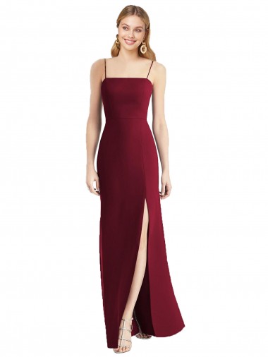 Discount Tie-Back Cutout Trumpet Chiffon Bridesmaid Dress with Front Slit