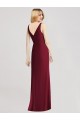 Discount Sleeveless V-Back Long Trumpet Chiffon Bridesmaid Dress