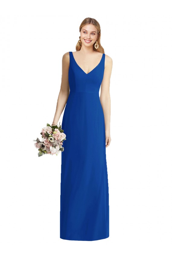 Discount Sleeveless V-Back Long Trumpet Chiffon Bridesmaid Dress