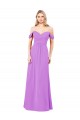Discount Off The Shoulder Draped Sleeves A-Line Chiffon Bridesmaid Dress