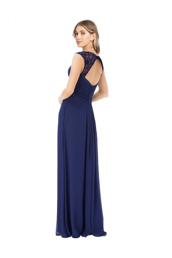 Discount Embroidered Keyhole Back Chiffon Bridesmaid Dress