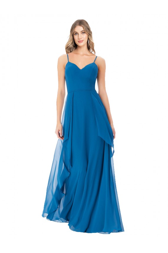 Discount Simple Sweetheart Chiffon Bridesmaid Dress with Cascading Overlay