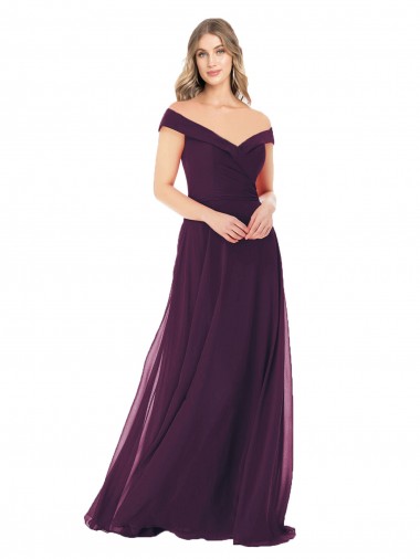 Discount Classic Off the Shoulder Draped Chiffon Bridesmaid Dress