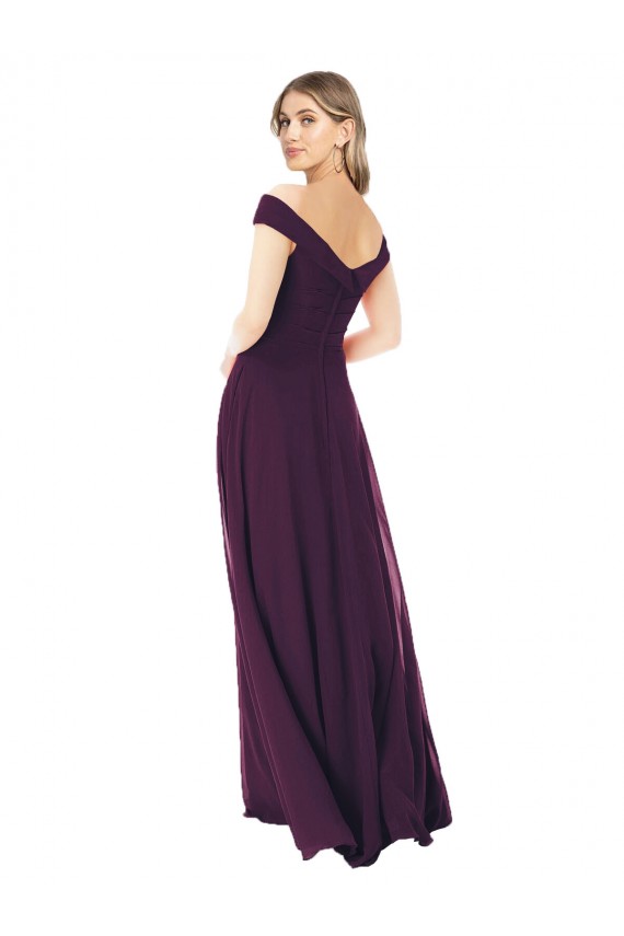 Discount Classic Off the Shoulder Draped Chiffon Bridesmaid Dress