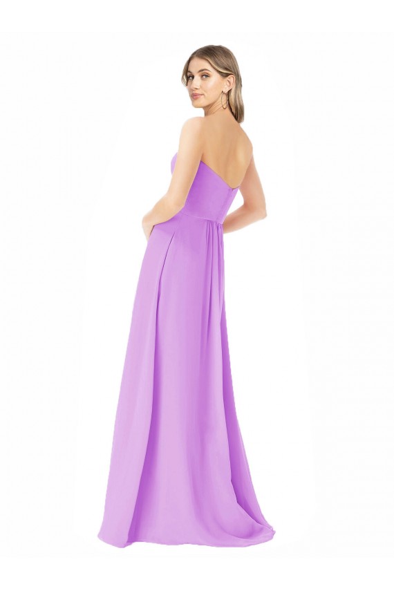 Discount Draped Strapless Floor Length Chiffon Bridesmaid Dress