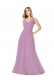 Discount Simple Chiffon V-Neck Bridesmaid Dress with Draped V-Back