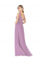 Discount Simple Chiffon V-Neck Bridesmaid Dress with Draped V-Back