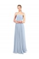 Discount Luxe Chiffon Straight Neckline Long Chiffon Bridesmaid Dress with Skinny Straps