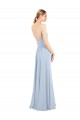 Discount Luxe Chiffon Straight Neckline Long Chiffon Bridesmaid Dress with Skinny Straps