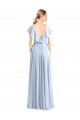 Discount V-Neck A-Line Flutter Sleeves Long Chiffon Wrap Style Bridesmaid Dress