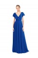 Discount V-Neck A-Line Flutter Sleeves Long Chiffon Wrap Style Bridesmaid Dress