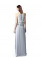 Discount High Narrow Neck Long Chiffon Bridesmaid Dress with Tiered Ruffles