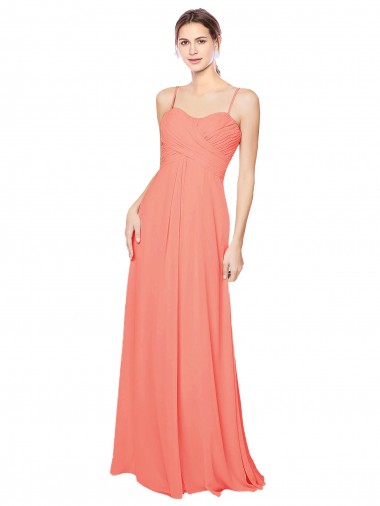 Discount Empire Waist Spaghetti Straps Sweetheart Chiffon Bridesmaid Dress
