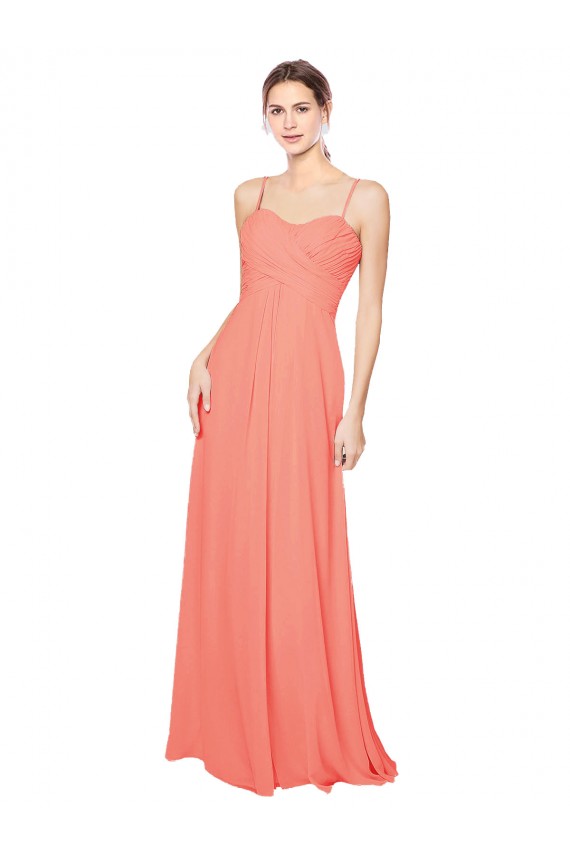 Discount Empire Waist Spaghetti Straps Sweetheart Chiffon Bridesmaid Dress