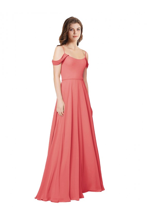 Discount Draped Off the Shoulder Straps Chiffon Bridesmaid Dress