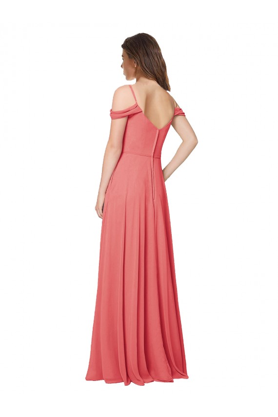 Discount Draped Off the Shoulder Straps Chiffon Bridesmaid Dress