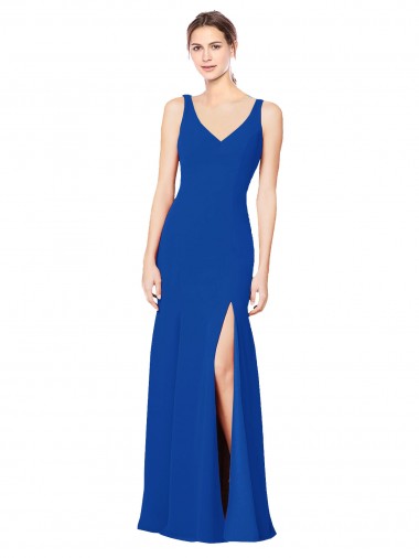 Discount Low Back Sleeveless Chiffon Bridesmaid Dress with Side Slit