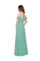 Discount Flounce Sleeves Off the Shoulder Long Chiffon Bridesmaid Dress